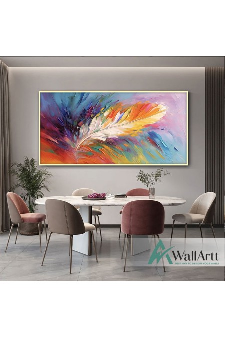 Abstract Colorful Feather 3d Heavy Textured Partial Oil Painting